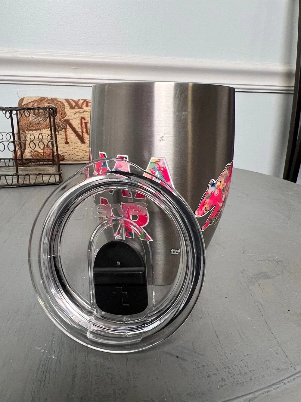 Simply Southern Pink Floral Bear Stainless Steel Tumbler - Floral Design 12 oz